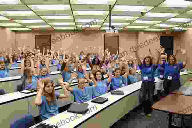 A Group Of Young Girls Enthusiastically Participating In STEM Activities, Inspired By Mia's Story Her Hidden Genius: A Novel