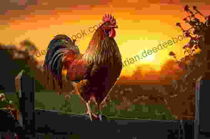 Roland The Rooster Perched On A Fence, Overlooking The Vibrant Sunrise Roland The Rooster: Adventures On A Farm